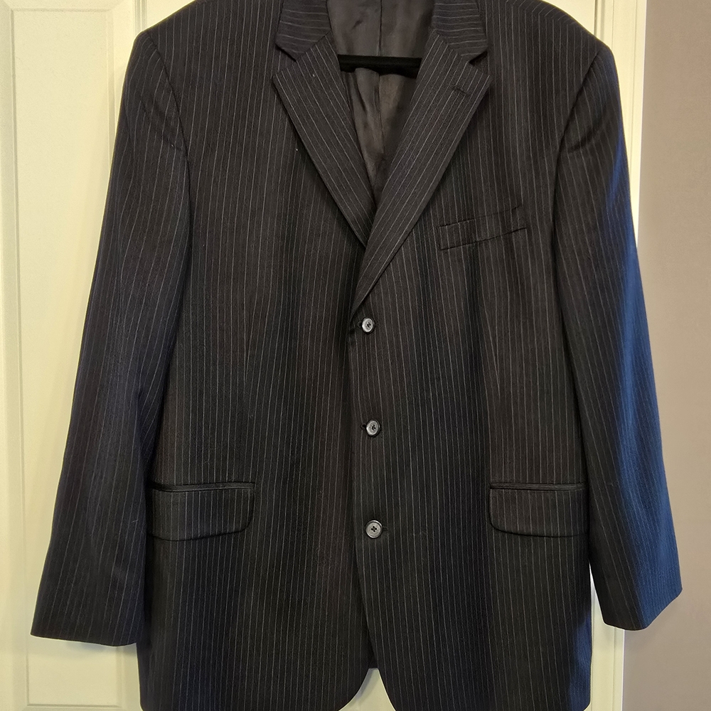 Men's Stafford Navy Pinstripe Blazer 48R